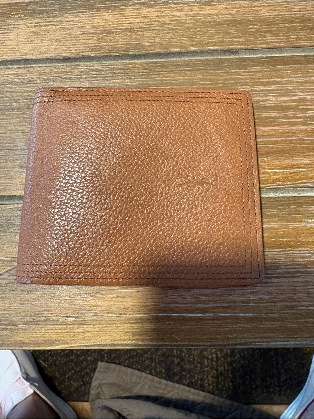 Yves Saint Laurent Pebbled Leather Card Wallet in Cognac Brown vintage